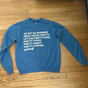 Craft Blue Crewneck Sweater with Motivational Text
